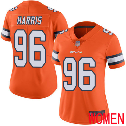 Women Denver Broncos 96 Shelby Harris Limited Orange Rush Vapor Untouchable Football NFL Jersey